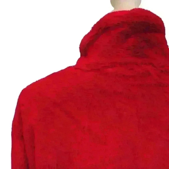 Paper Crane Plush Red Zip Up Jacket Drawstring Waist Size Medium - Picture 7 of 9